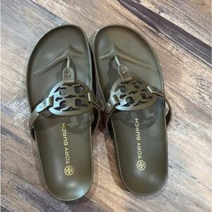 Tory Burch Khaki Slide Sandals